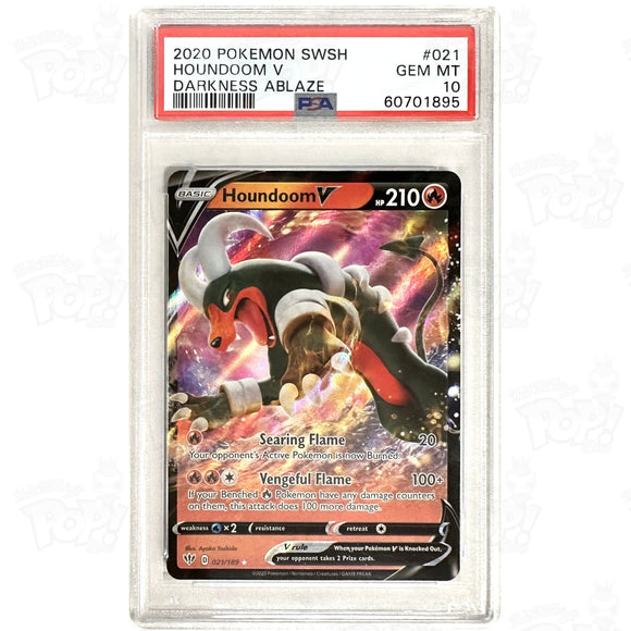 Pokemon Tcg: Houndoom V Swsh03: Darkness Ablaze 021/189 Psa 10 Trading Cards