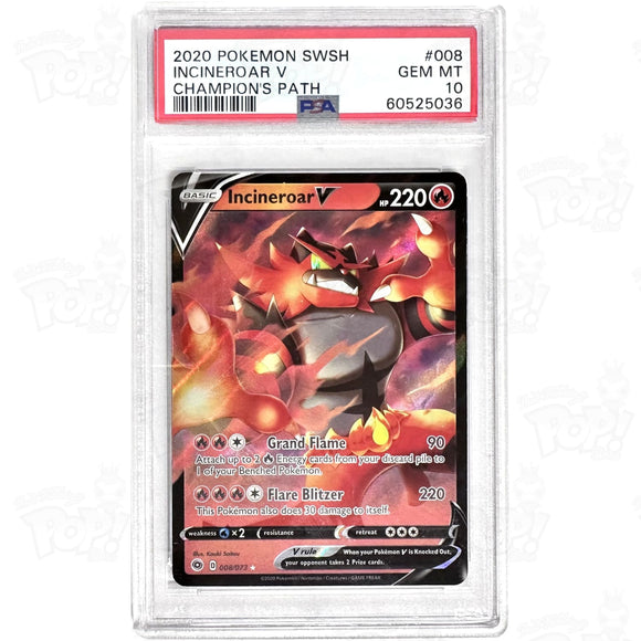 Pokemon Tcg: Incineroar V Champions Path 08/73 Psa 10 Trading Cards