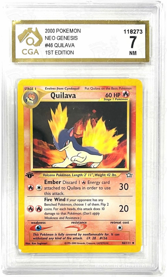Pokemon Tcg: Neo Genesis Quilava 46 / Uncommon 1St Edition Cga 7 Trading Cards