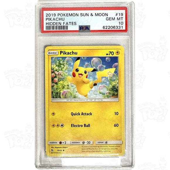 Pokemon TCG: Pikachu Hidden Fates 19/68 / Common PSA 10 #3 Pokemon TCG: Pikachu Hidden Fates 19/68 / Common PSA 10 #3