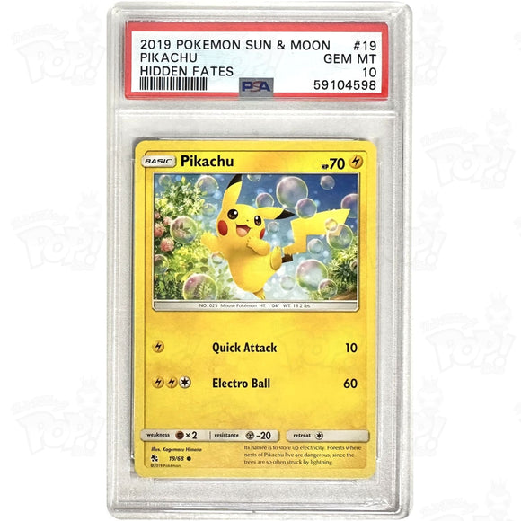 Pokemon Tcg: Pikachu Hidden Fates 19/68 / Common Psa 10 Trading Cards