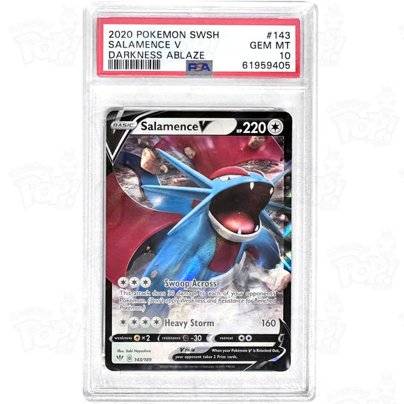 Pokemon Tcg: Salamence V Swsh03: Darkness Ablaze 143/189 Psa 10 Trading Cards