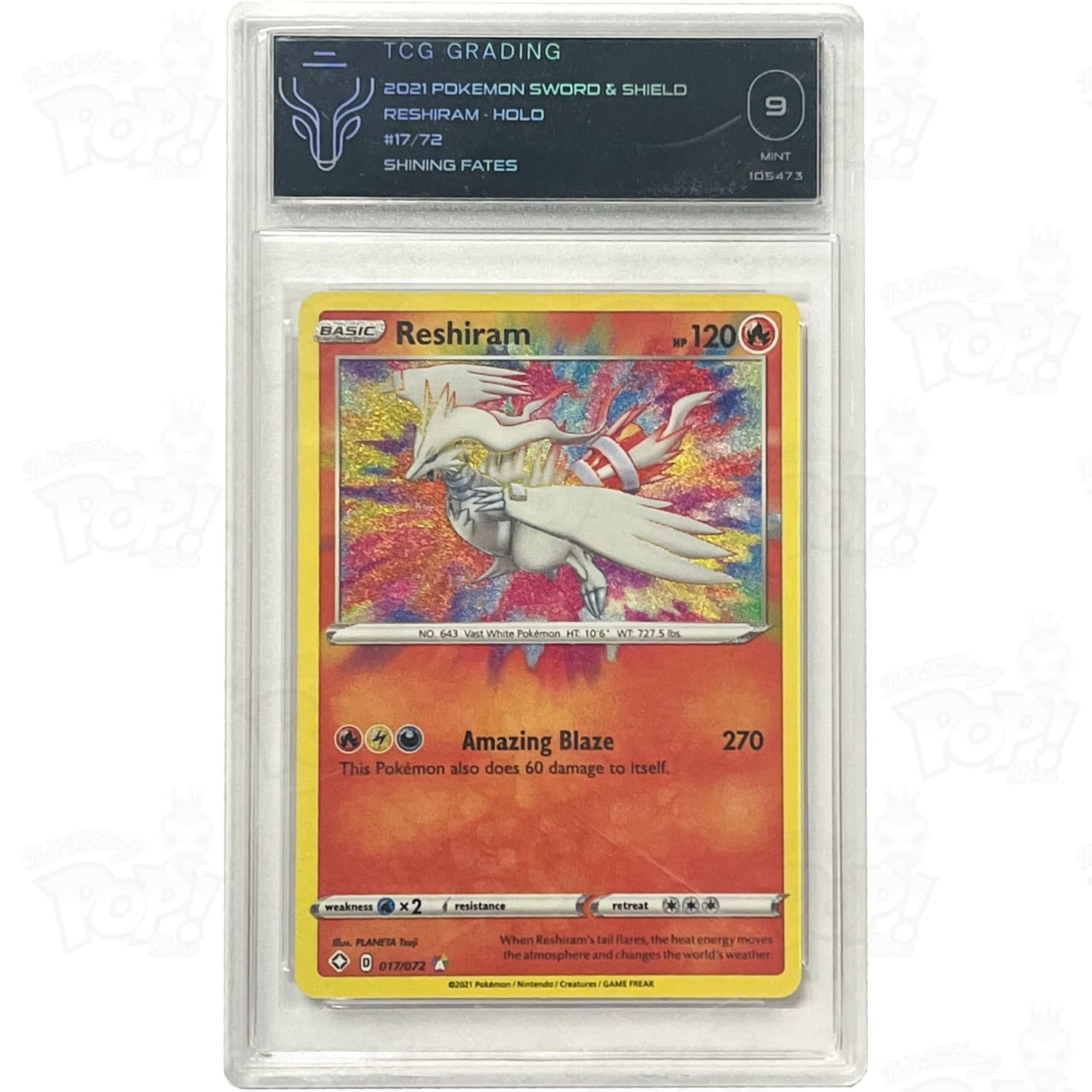 Pokemon TCG: Shining Fates 017/072 / Amazing Rare Reshiram TCG 9 Pokemon TCG: Shining Fates 017/072 / Amazing Rare Reshiram TCG 9
