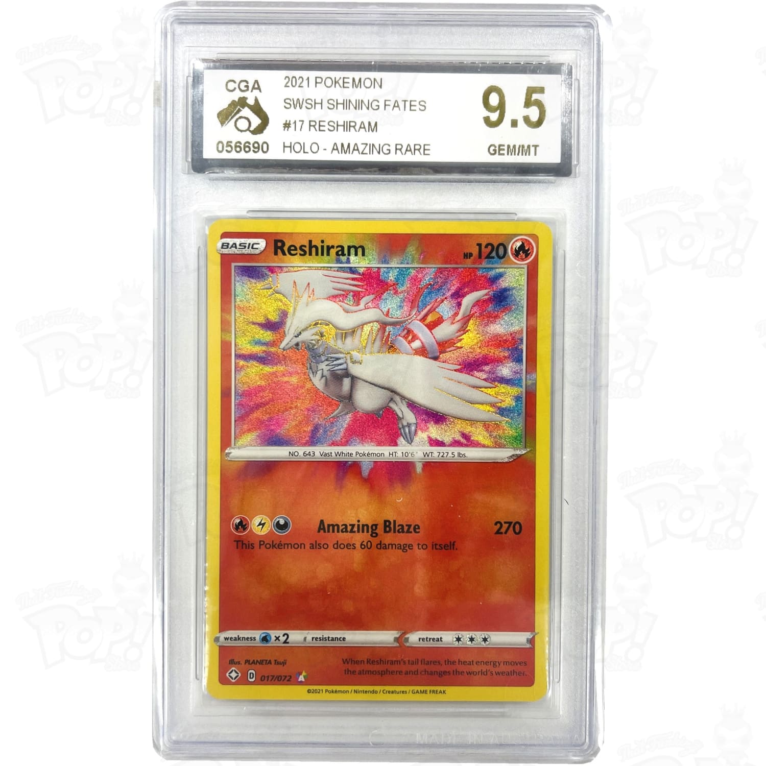 Pokemon TCG: Shining Fates 017/072 / Amazing Rare Reshiram CGA 9.5