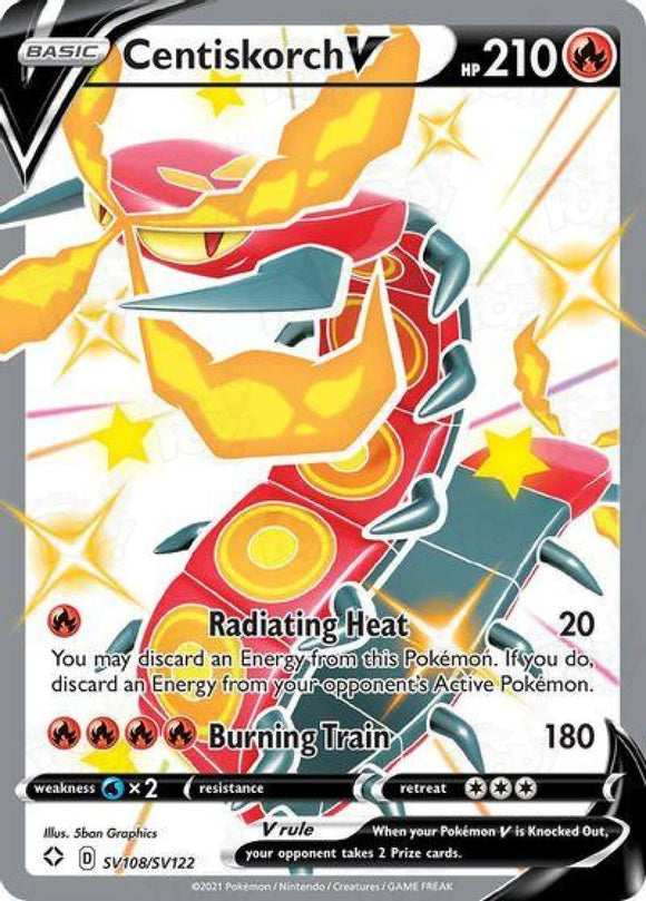 Pokemon TCG: Shining Fates: Centiskorch V Sv108/sv122 / Shiny Holo Rare Trading Cards
