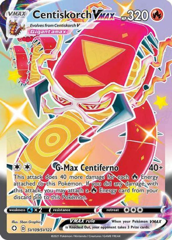 Pokemon TCG: Shining Fates: Centiskorch Vmax Sv109/sv122 / Shiny Holo Rare Trading Cards
