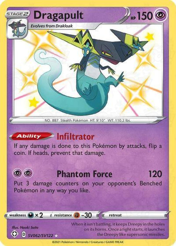 Pokemon TCG: Shining Fates: Dragapult Sv062/sv122 / Shiny Holo Rare Trading Cards