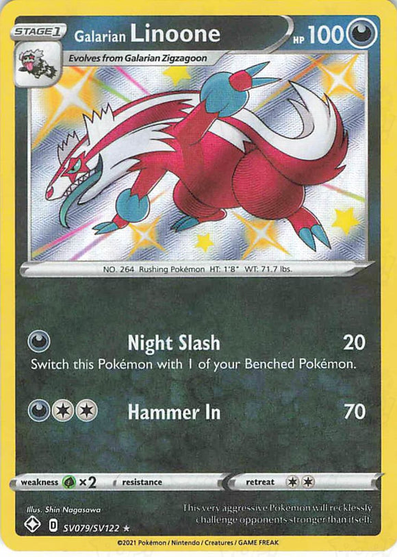 Pokemon Tcg: Shining Fates: Galarian Linoone Sv079/sv122 / Shiny Holo Rare Trading Cards