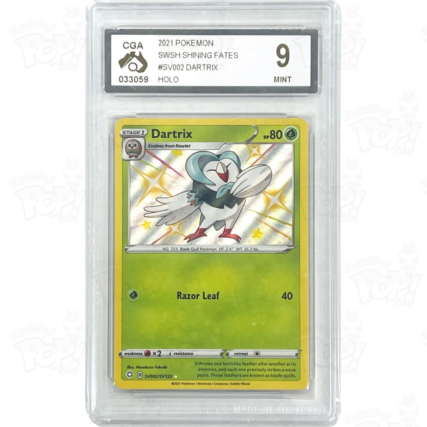 Pokemon TCG: Shining Fates: Shiny Vault SV002/SV122 / Shiny Holo Rare Dartrix CGA 9 Pokemon TCG: Shining Fates: Shiny Vault SV002/SV122 / Shiny Holo Rare Dartrix CGA 9