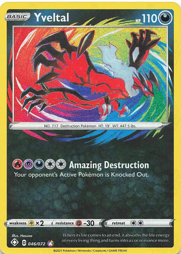 Pokemon Tcg: Shining Fates: Yveltal 046/072 / Amazing Rare Trading Cards