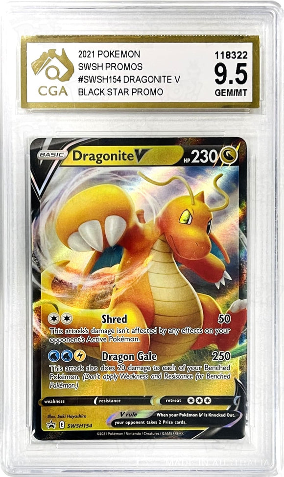 Pokemon TCG: Sword & Shield Promo Cards Dragonite V SWSH154 / Promo CGA 9.5 Pokemon TCG: Sword & Shield Promo Cards Dragonite V SWSH154 / Promo CGA 9.5