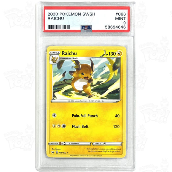 Pokemon Tcg: Swsh01: Sword & Shield Base Set Raichu 066/202 / Rare Psa 9 Trading Cards