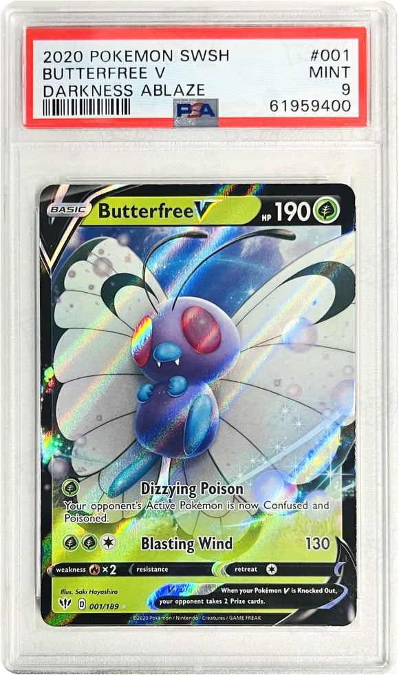 Pokemon Tcg: Swsh03: Darkness Ablaze Butterfree V 001/189 / Ultra Rare Psa 9 Trading Cards