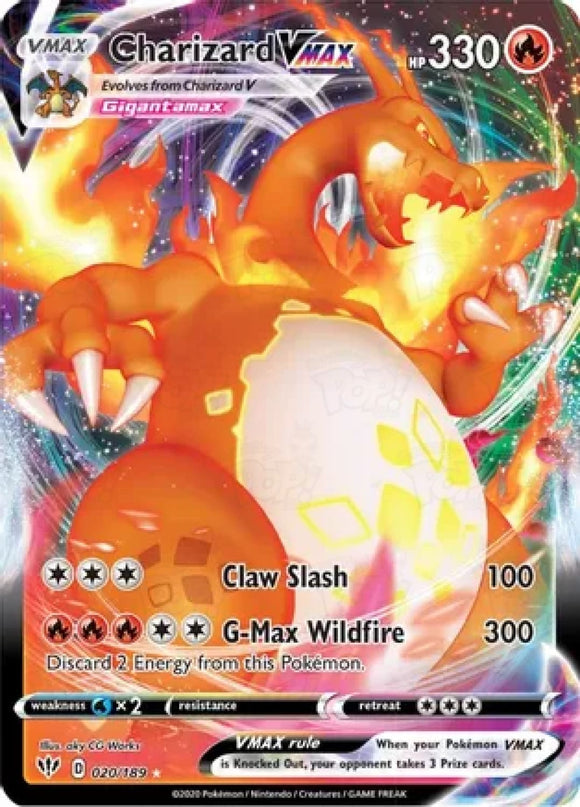 Pokemon Tcg: Swsh03: Darkness Ablaze Charizard Vmax 020/189 / Ultra Rare