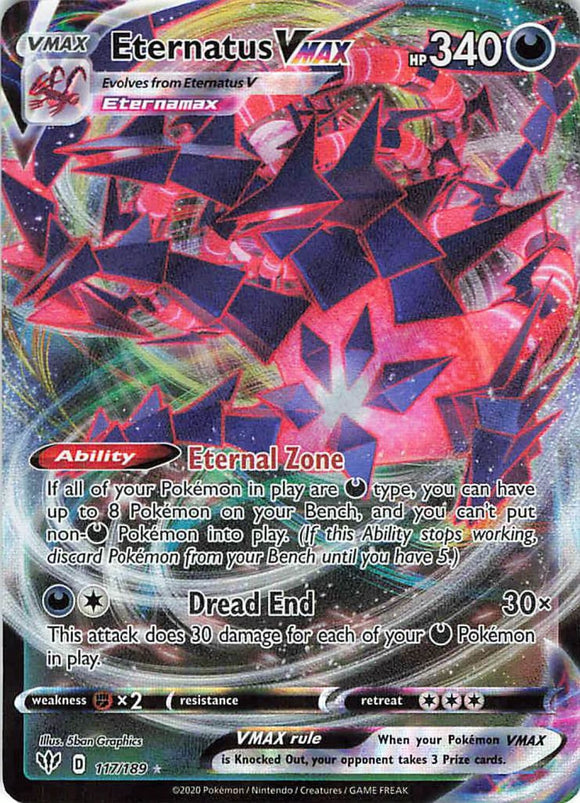 Pokemon Tcg: Swsh03: Darkness Ablaze Eternatus Vmax 117/189 / Ultra Rare Trading Cards