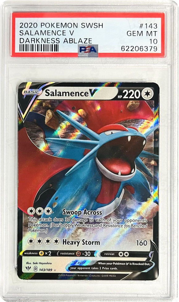 Pokemon TCG: SWSH03: Darkness Ablaze Salamence V 143/189 / Ultra Rare PSA 10 Pokemon TCG: SWSH03: Darkness Ablaze Salamence V 143/189 / Ultra Rare PSA 10