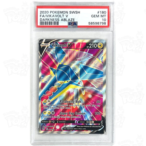 vikavolt v pokemon card value Pokemon TCG: SWSH03: Darkness Ablaze Vikavolt V (Full Art) 180/189 / Ultra  Rare PSA 10