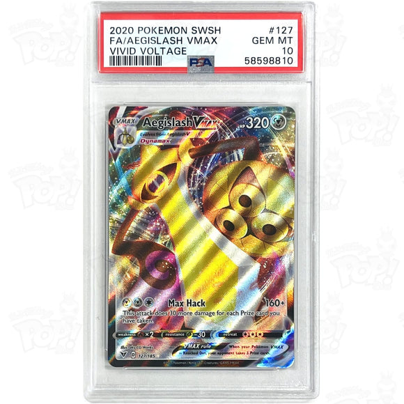 Pokemon Tcg: Swsh04: Vivid Voltage Aegislash Vmax 127/185 / Ultra Rare Psa 10 Trading Cards