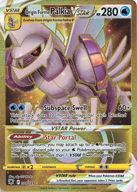 Pokemon Tcg: Swsh10: Astral Radiance 208/189 / Ultra Rare Origin Forme Palkia Vstar (Secret) Trading