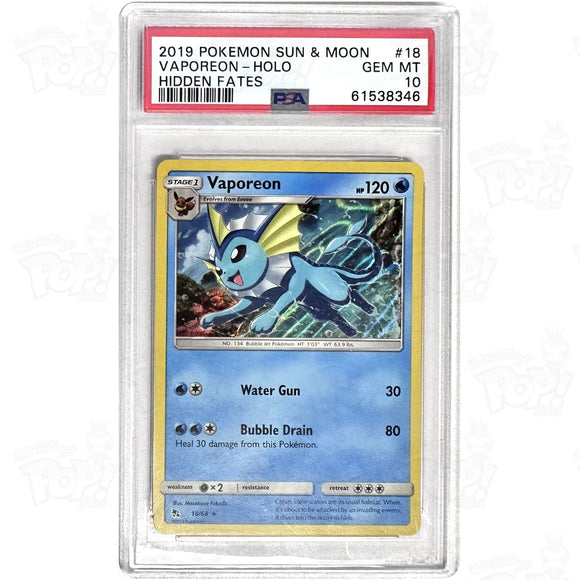 Pokemon Tcg: Vaporeon Hidden Fates 18/68 Psa 10 Trading Cards