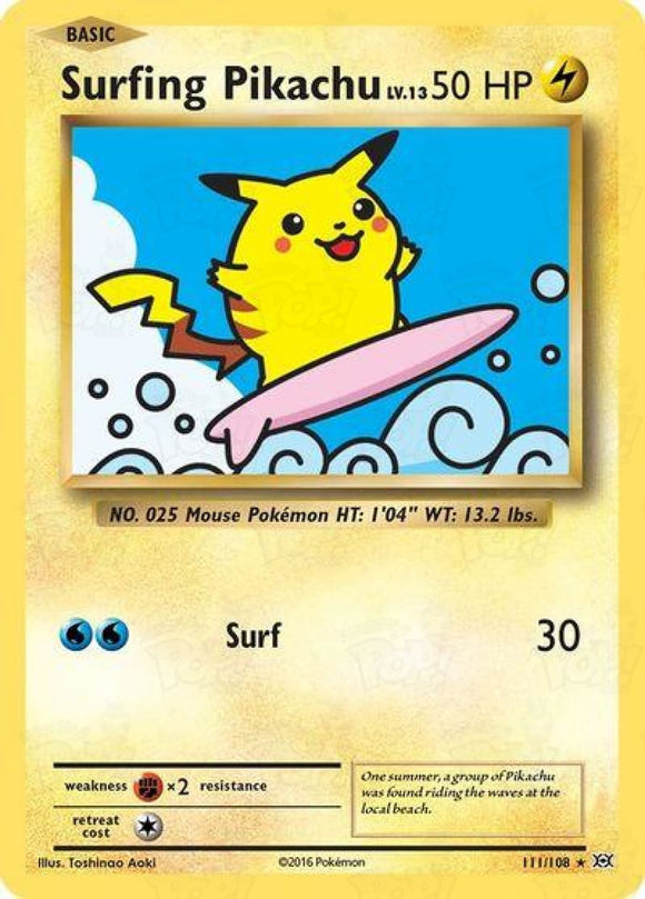 Pokemon TCG: Xy Evolutions: Surfing Pikachu 111 / Secret Rare Trading Cards