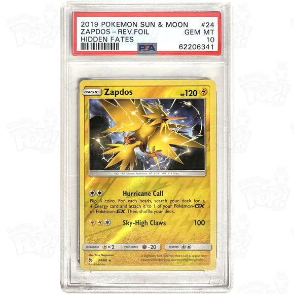 Pokemon TCG: Zapdos Hidden Fates 24/68 / Reverse Holo PSA 10 Pokemon TCG: Zapdos Hidden Fates 24/68 / Reverse Holo PSA 10