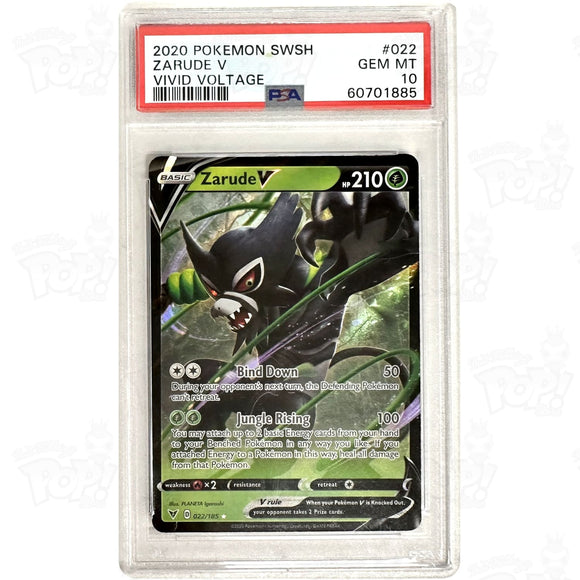 Pokemon Tcg: Zarude V Swsh04: Vivid Voltage 022/185 / Ultra Rare Psa 10 Trading Cards