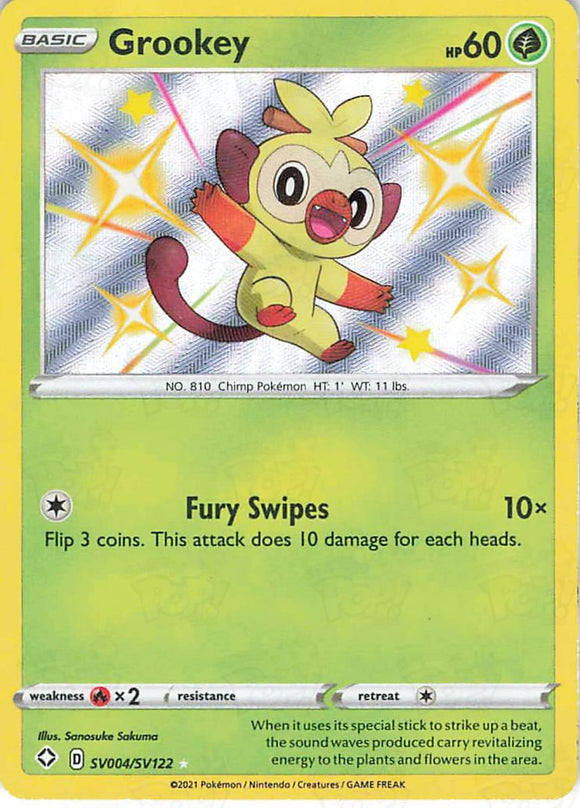 Shining Fates: Shiny Vault Grookey Sv004/sv122 / Holo Rare